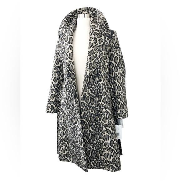 Blonde Leopard Trench Coat Wool • VIA SPIGA Leather Wrap Jacket Animal NWT Belt - Picture 4 of 11